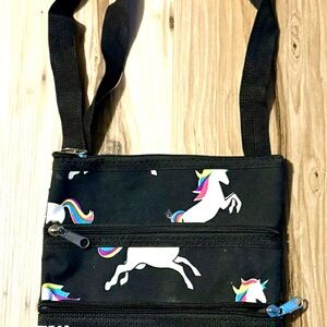 Unicorn Print Black Kids Crossbody Bag